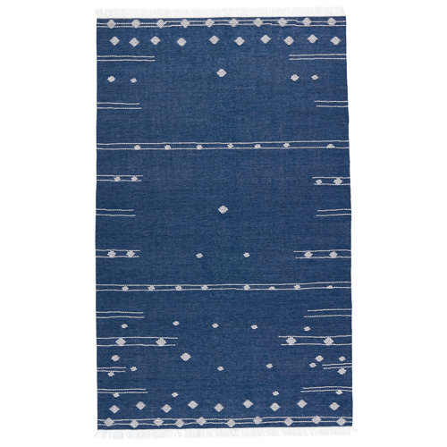 Swift Handmade Recycled P.E.T. Blue/White Indoor/Outdoor Rug Joss & Main